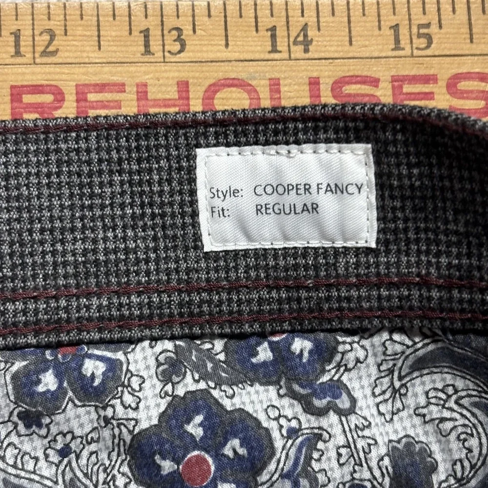 Brax Cooper Fancy 5 Pocket Pants Mens 36x34 Gray Stretch Regular Fit Houndstooth